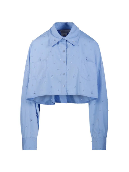  Giuseppe Di Morabito Embellished Cropped Shirt - Blue 