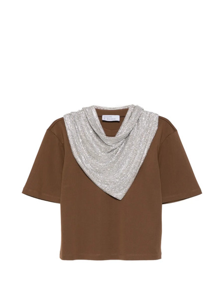  Giuseppe Di Morabito Embellished-detail Draped T-shirt - Brown 