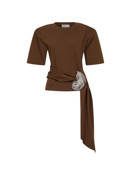  Giuseppe Di Morabito Feather-detail T-shirt - Brown 