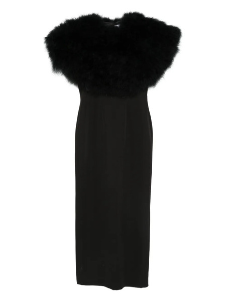  Giuseppe Di Morabito Feather-trimmed Midi Dress - Black 