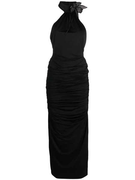  Giuseppe Di Morabito Floral-appliqué Halterneck Gown - Black 