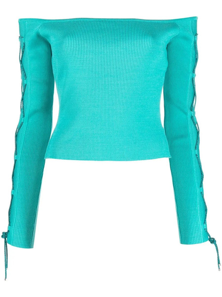  Giuseppe Di Morabito Off-shoulder Lace-up Top - Blue 