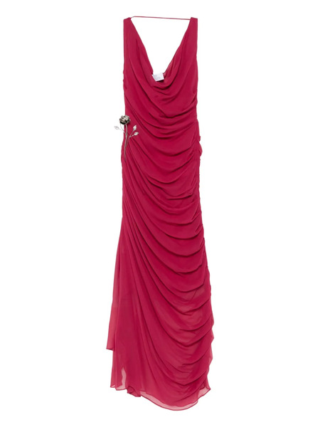  Giuseppe Di Morabito Ruched Floral-appliqué Dress - Red 