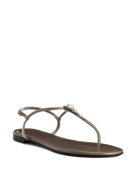  Giuseppe Zanotti Anyelle Rhinestone-embellished Flat Sandals - Grey 