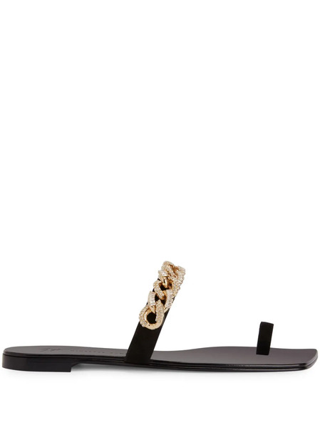  Giuseppe Zanotti Berenicee Chain Leather Sandals - Black 