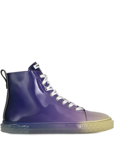  Giuseppe Zanotti Blabber Gradient High-shine Hi-top Sneakers - Purple 