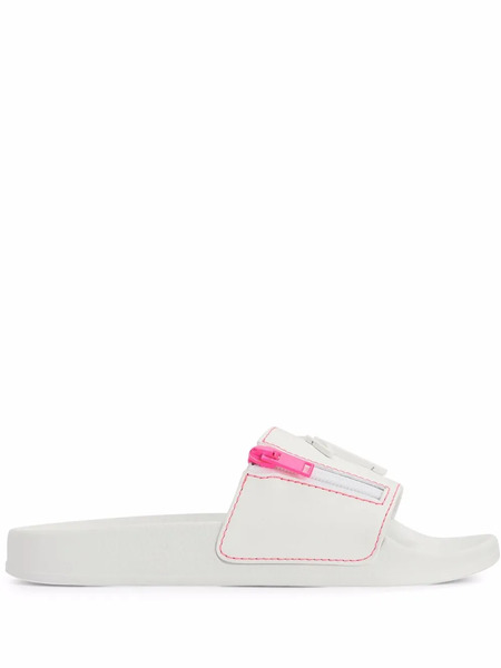  Giuseppe Zanotti Brett Logo Zip Slides - White 