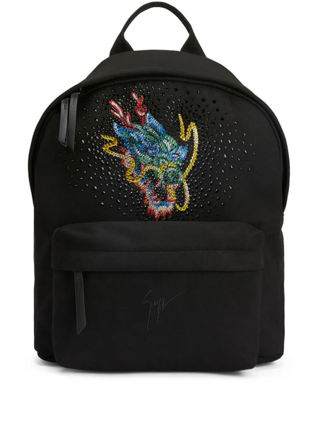  Giuseppe Zanotti Dragon Crystal Rhinestone-embellished Backpack - Black 