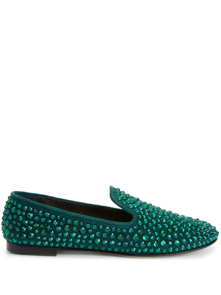 Giuseppe Zanotti Evangeline Crystal-embellished Loafers - Green 