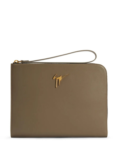  Giuseppe Zanotti Fabian Logo-plaque Clutch Bag - Brown 
