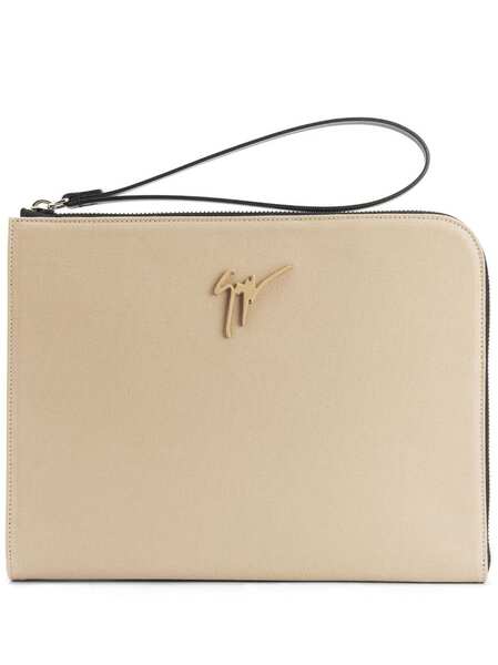  Giuseppe Zanotti Fabian Logo-plaque Clutch Bag - Neutrals 