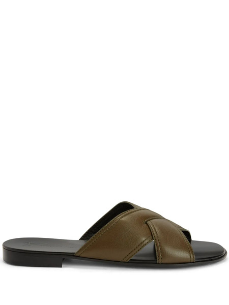  Giuseppe Zanotti Flavio Leather Slip-on Sandals - Green 