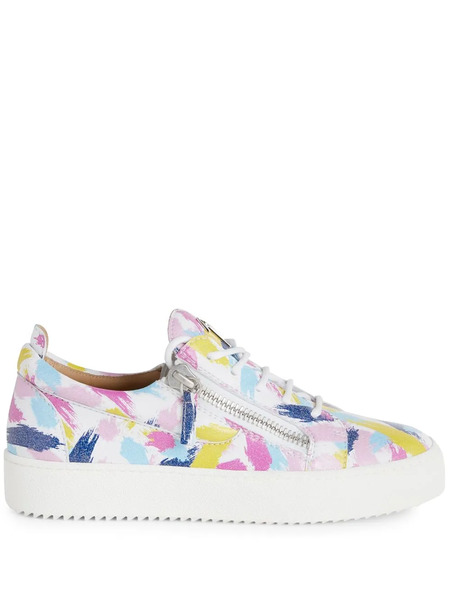  Giuseppe Zanotti Gail Brushstrokes-print Low-top Sneakers - White 