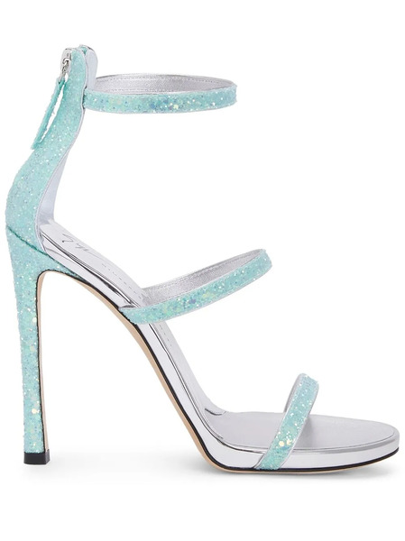  Giuseppe Zanotti Harmony Glitter Strappy Sandals - Green 