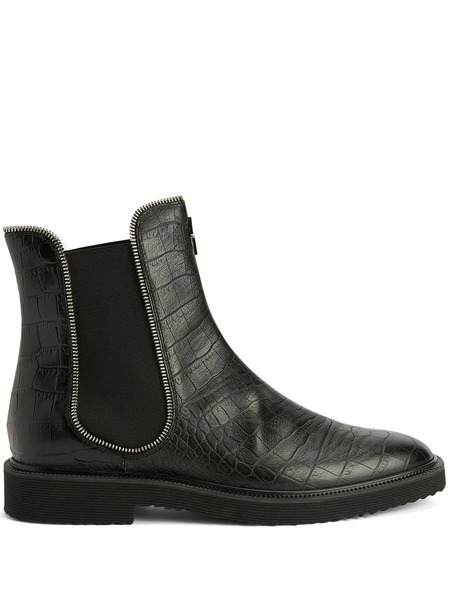  Giuseppe Zanotti Jaky Crocodile-effect Leather Chelsea Boots - Black 