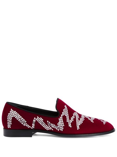  Giuseppe Zanotti Jareth Shake Embellished Loafers - Red 