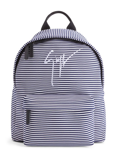  Giuseppe Zanotti Logo-embroidered Striped Backpack - White 