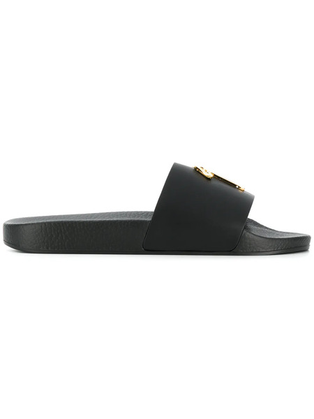  Giuseppe Zanotti Logo Plaque Sliders - Black 