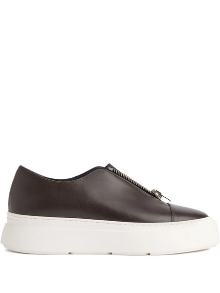  Giuseppe Zanotti Mike Elastic Leather Zipper Slip-ons - Brown 
