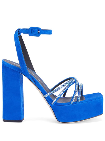  Giuseppe Zanotti 120mm Arhama Embellished Platform Sandals - Blue 