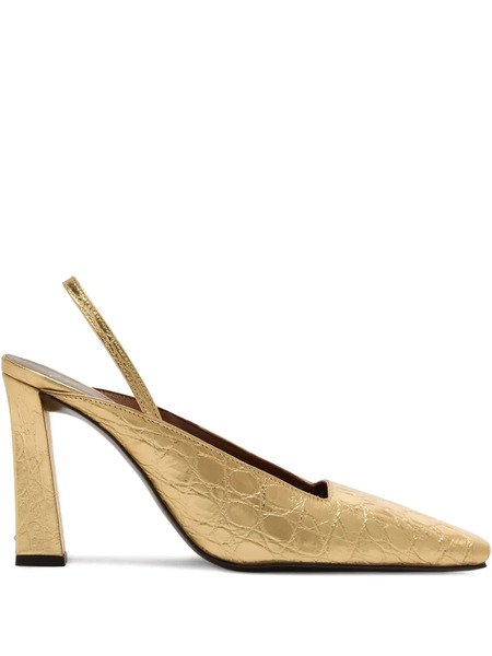  Giuseppe Zanotti 90mm Brendha Crocodile-print Square-toe - Gold 