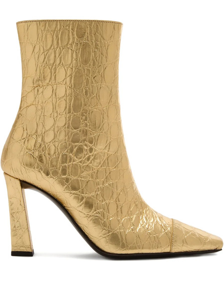 Giuseppe Zanotti 90mm Janiee Crocodile-print Square-toe Boots - Gold 
