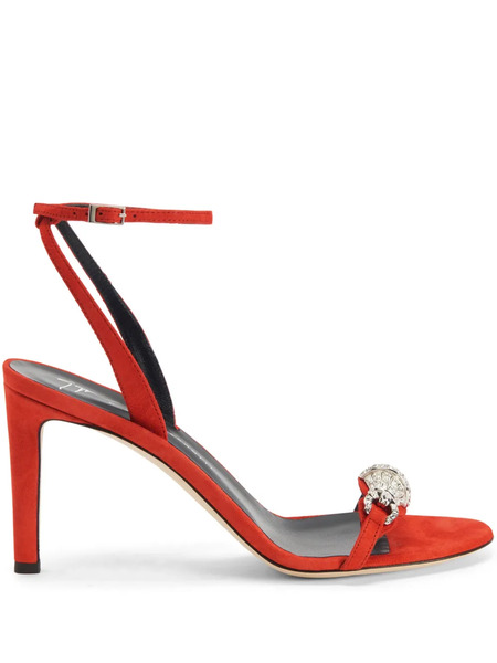 Giuseppe Zanotti 85mm Thais Crystal-embellished Suede Sandals - Orange 