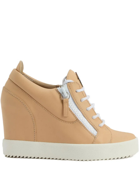  Giuseppe Zanotti 75mm Wedge Zip-detail Low-top Sneakers - Neutrals 