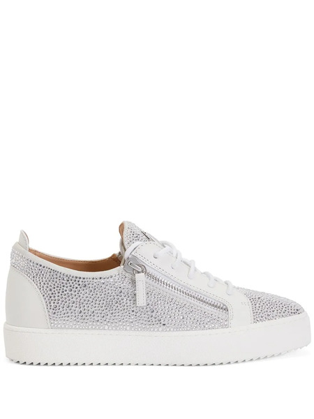  Giuseppe Zanotti Rhinestone Low-top Sneakers - White 