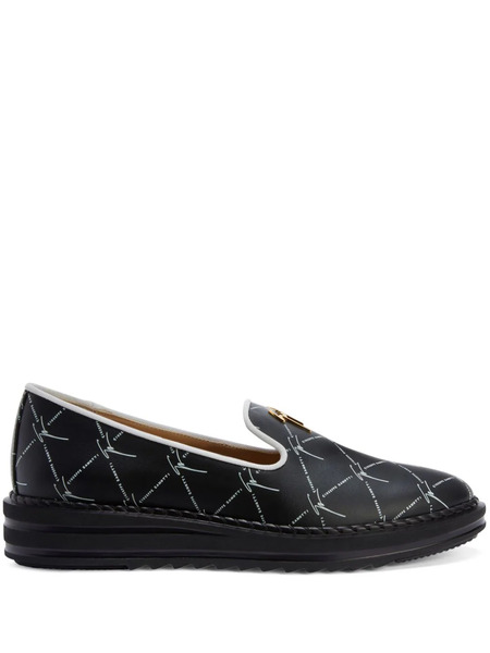 Giuseppe Zanotti Tim Logo-lettering Loafers - Black 