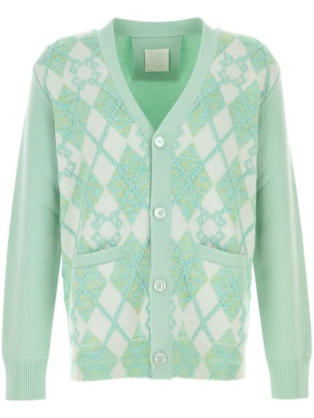  Givenchy Argyle Intarsia-knit Cardigan - Green 
