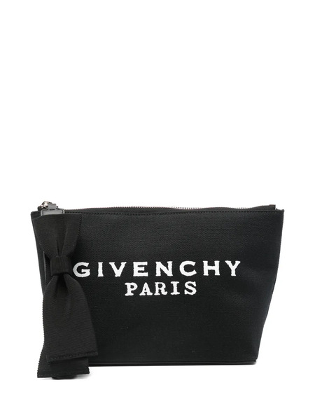  Givenchy Bow-detailed Logo Clutch Bag - Black 