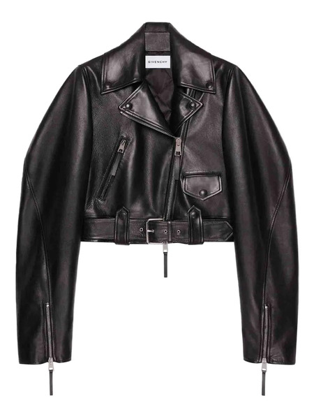  Givenchy Cropped Leather Jacket - Black 