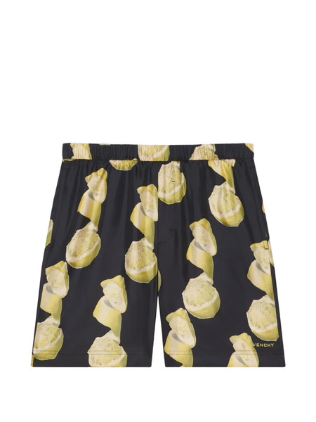  Givenchy Elasticated-waist Fruit-print Shorts - Black 
