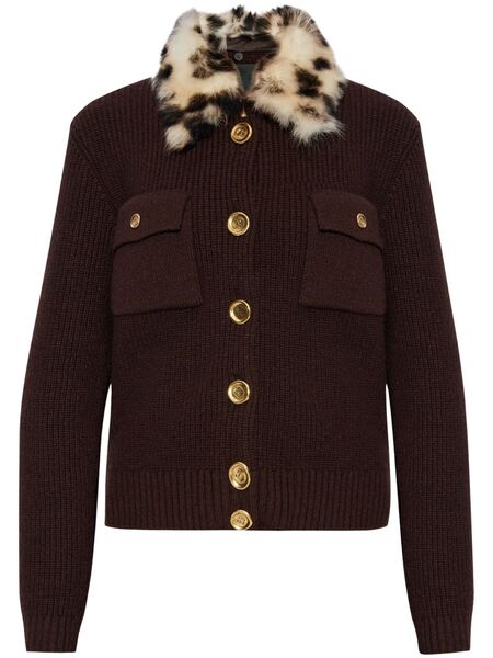  Givenchy Fur-collar Cardigan - Brown 