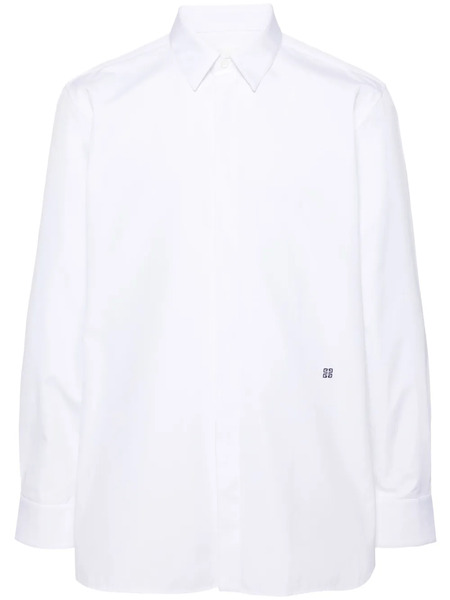  Givenchy 4g-embroidered Poplin Shirt - White 
