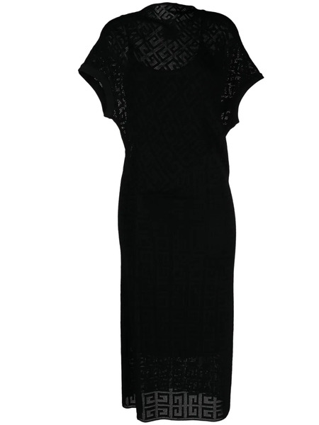  Givenchy 4g Jacquard Draped Midi Dress - Black 
