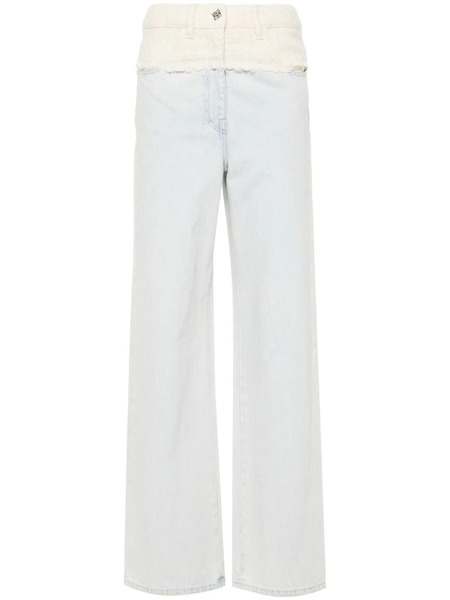  Givenchy 4g Liquid-button Tweed-panel Jeans - Blue 