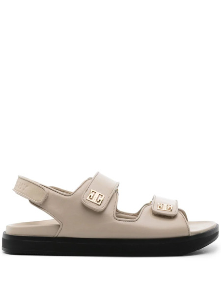  Givenchy 4g-plaque Leather Sandals - Neutrals 