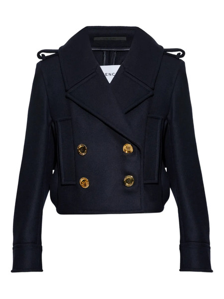  Givenchy Gold-tone Button Wool Jacket - Blue 
