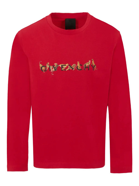  Givenchy Kids Animal-logo Long-sleeve T-shirt - Red 