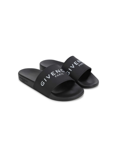  Givenchy Kids Aqua Logo-print Slides - Black 