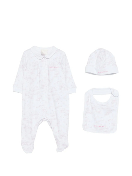  Givenchy Kids Collared Print Babygrow Set - White 