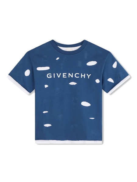  Givenchy Kids Cut-out Cotton T-shirt - Blue 