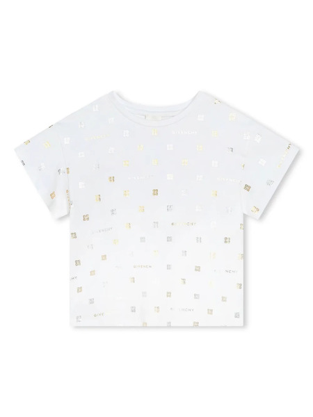  Givenchy Kids 4g-print Metallic T-shirt - White 