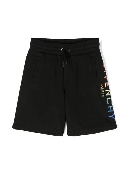  Givenchy Kids Gradient-effect Logo-embroidered Shorts - Black 