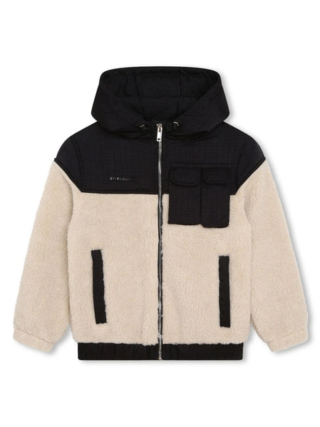  Givenchy Kids Logo-appliqué Panelled Hooded Jacket - Neutrals 