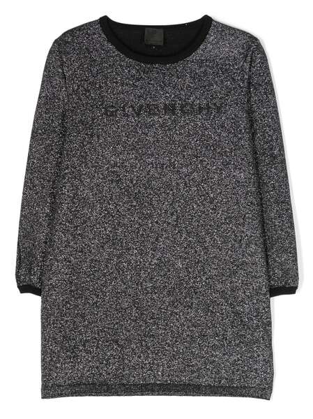  Givenchy Kids Logo-embroidered Metallic Dress - Black 