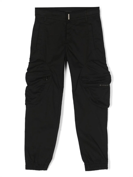  Givenchy Kids Logo-plaque Gabardine Trousers - Black 