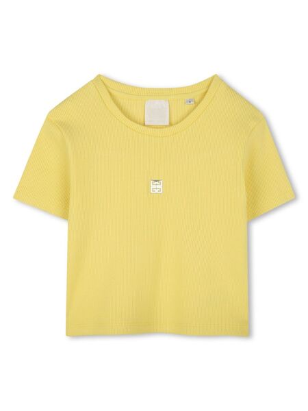  Givenchy Kids Logo-plaque Rib Knit T-shirt - Yellow 